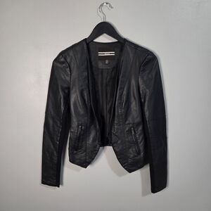 dcasual Mixed-Media Open-Front Faux Leather Jacket